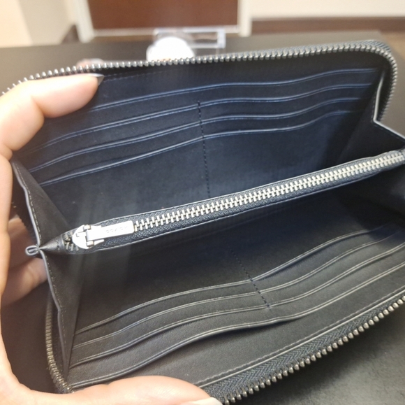 Coach F58112 Charcoal and Black Signature Long Zip Around Wallet - Picture 4 of 7